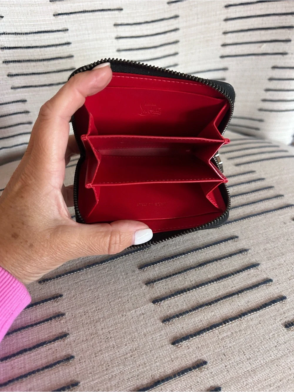 Christian Louboutin Black Pannettone Zip Card Holder